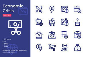 Economic Crisis Icon Set, an Icon by Bartama Graphic