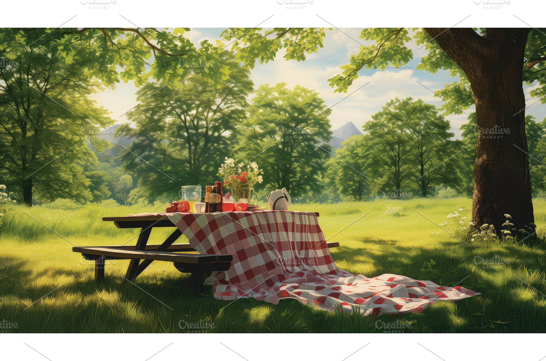 food picnic grass ai generated, a Food & Drink Photo by pikepicture