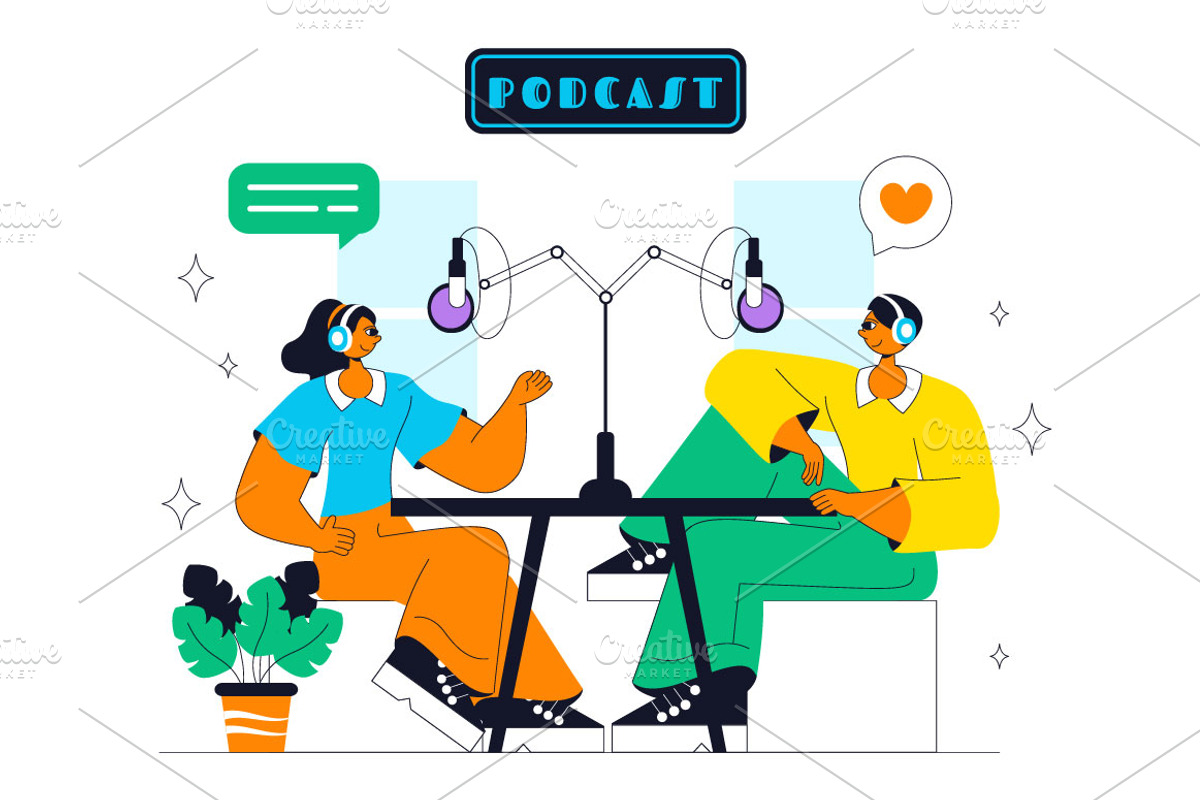 10 Podcast Studio Illustration, a Person Illustration by denayunebgt (Photo 4 of 4)