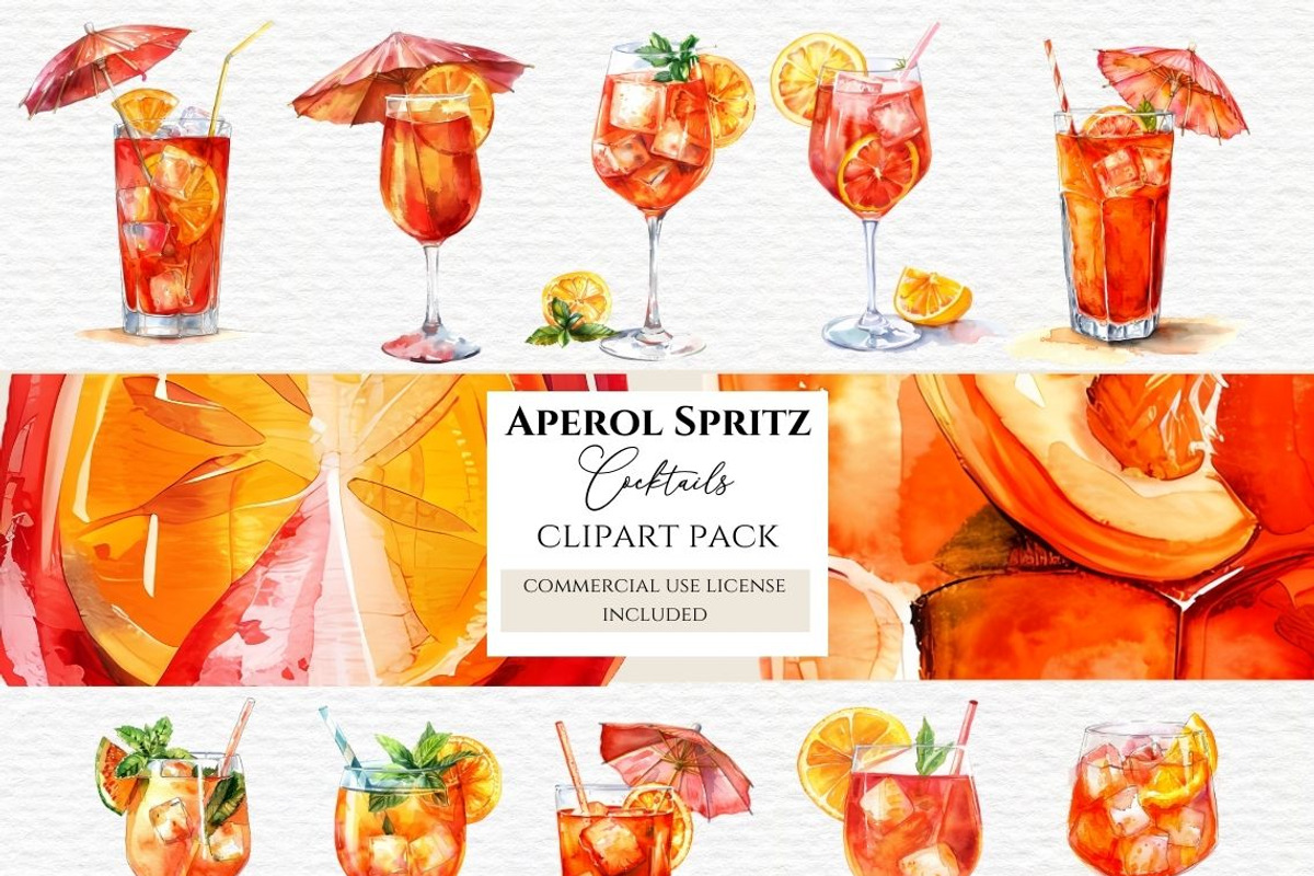 Aperol spritz clip art, Watercolor, a Food Illustration by Invite to Clipart (Photo 1 of 4)