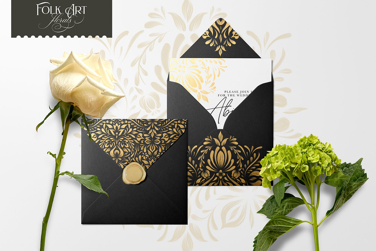 Folk Art Floral Procreate Brush Kit, a Brush Add-On by Eclectic Anthology
