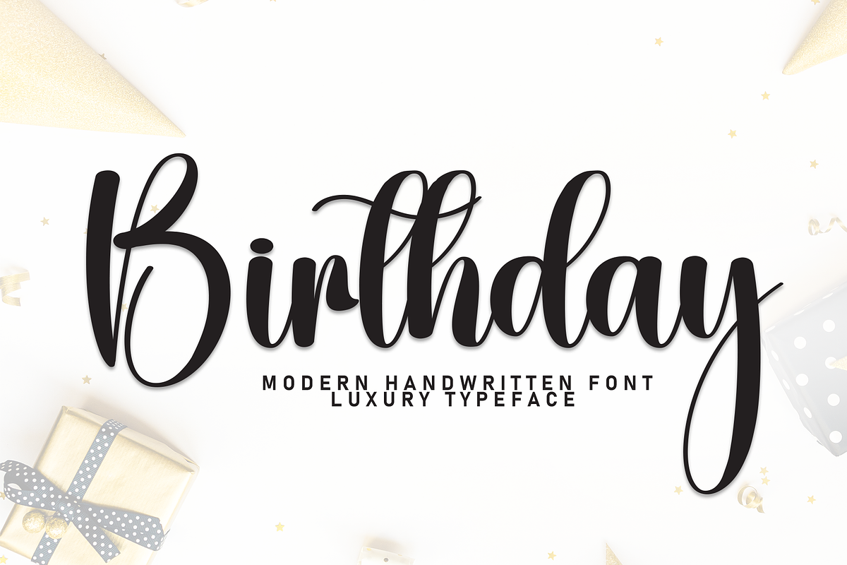 Birthday | Script Font, a Handwritten Font by Scratchones (Photo 1 of 8)