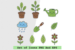 Set of garden and plant vector, an Icon by one-touch