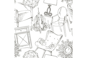 Background seamless pattern of furniture