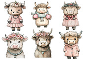 Cute Coquette Christmas Haighland, an Illustration by Designworld (Thumbnail 2 of 4)