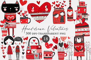 Hand-drawn Valentines Day Clipart, an Illustration by Designworld
