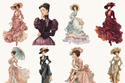 Victorian lady Clipart Bundle, a Person Illustration by BusyDaydesign (Thumbnail 4 of 9)