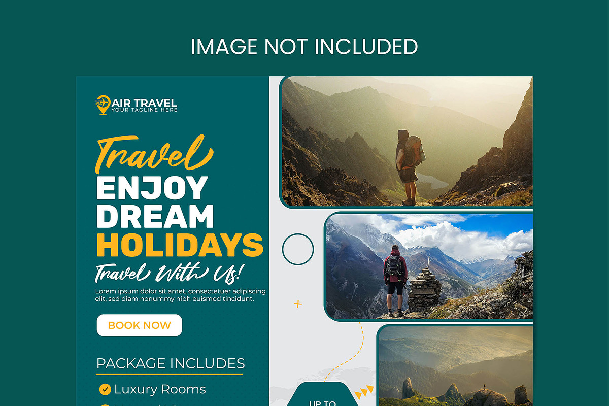 Travel Agency Social Media Post, a Marketing Template by Photoshop Action (Photo 14 of 18)
