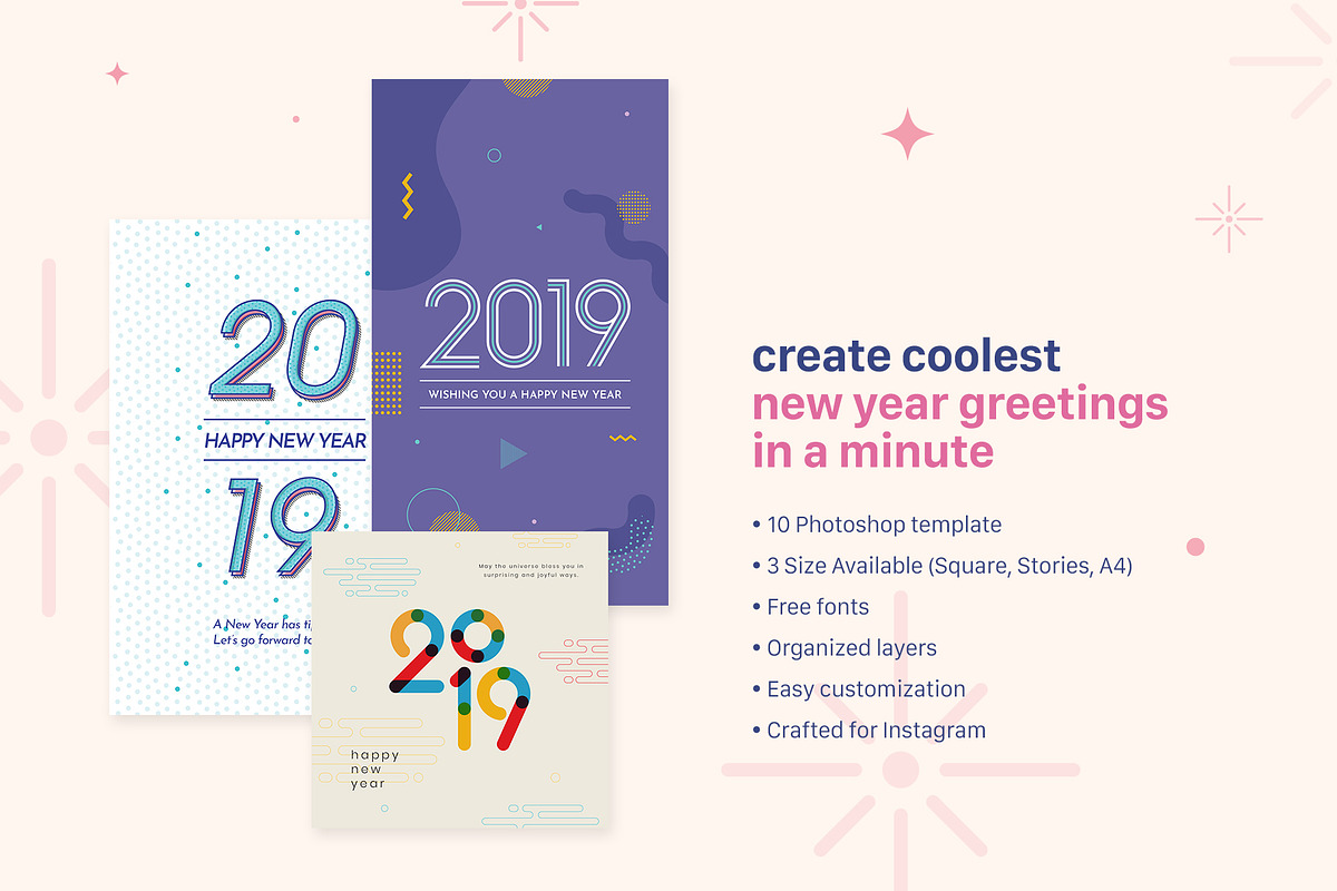 2019 New Year Instagram Bundle, a Social Media Template by muhisya (Photo 2 of 9)