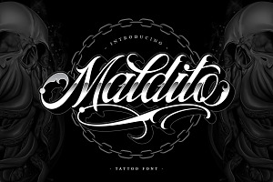 Maldito Font | Tattoo Style, a Script Font by Muntab_Art