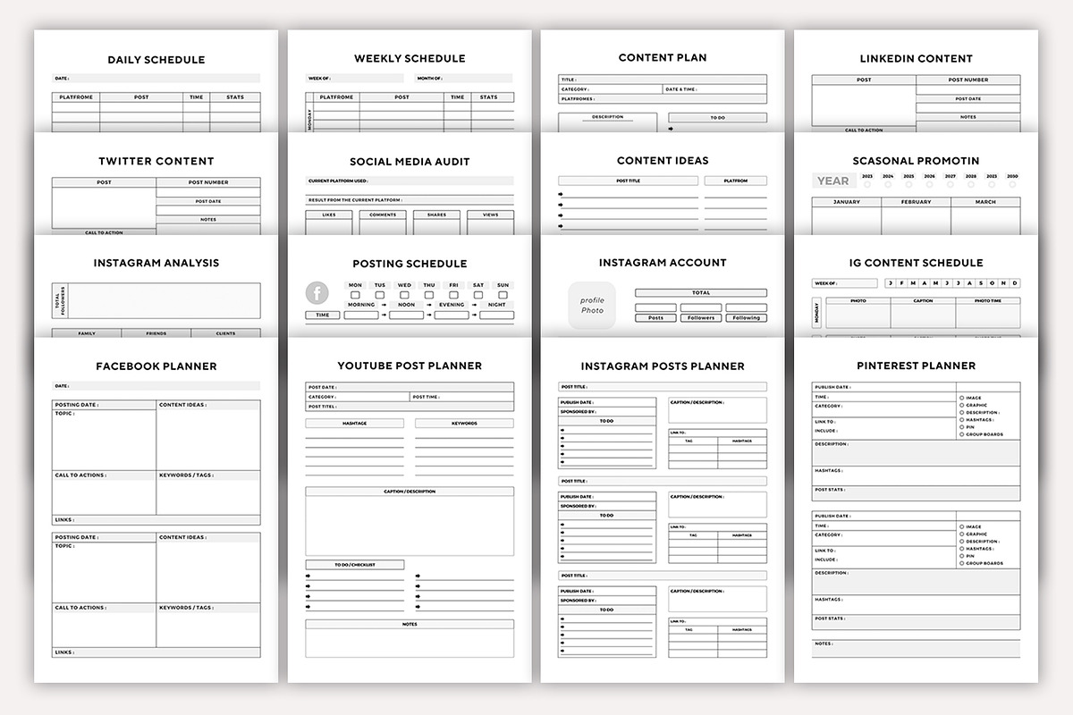 Editable social media planner, a Stationery Template by DesignByStore (Photo 3 of 3)