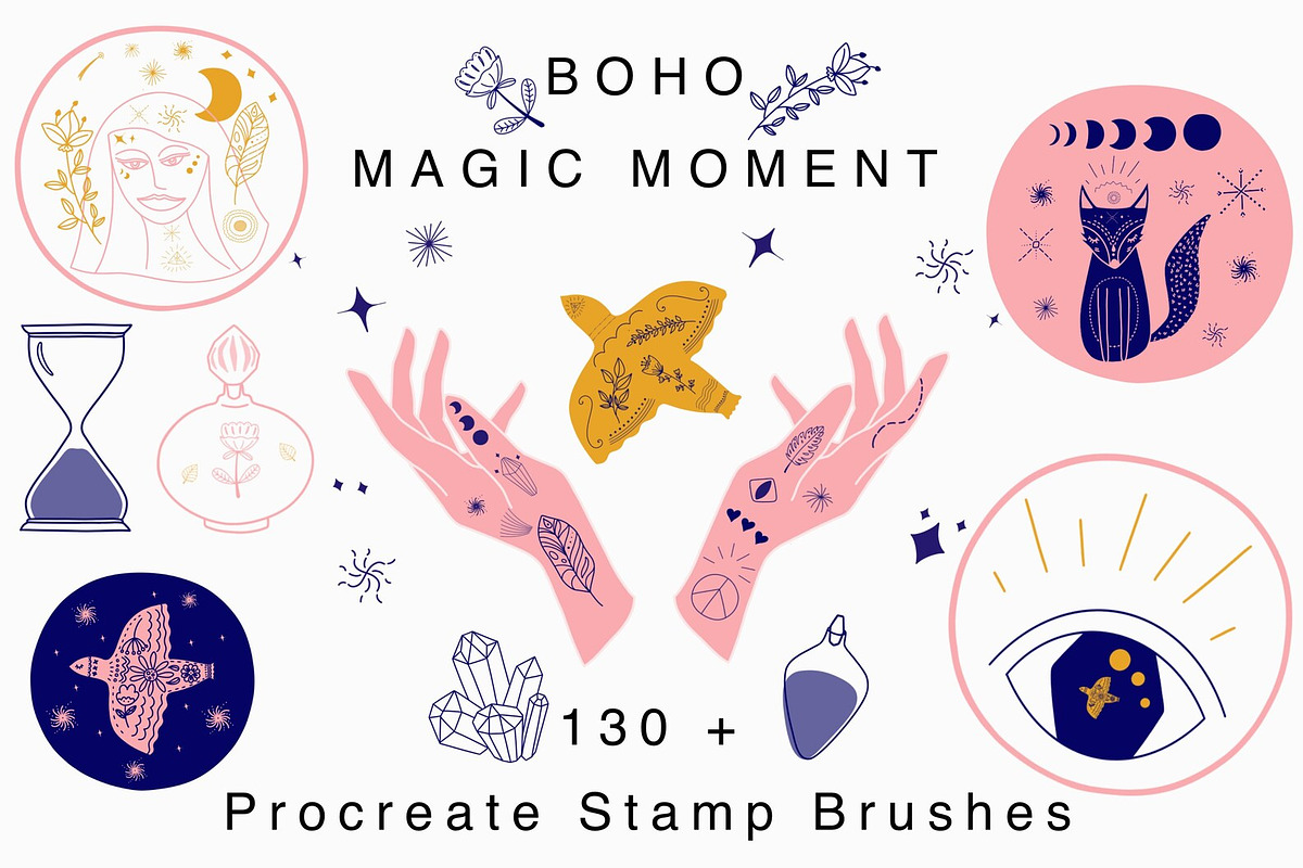 Procreate Stamps “BOHO MAGIC MOMENT”, a Brush Add-On by Sense Library (Photo 1 of 10)