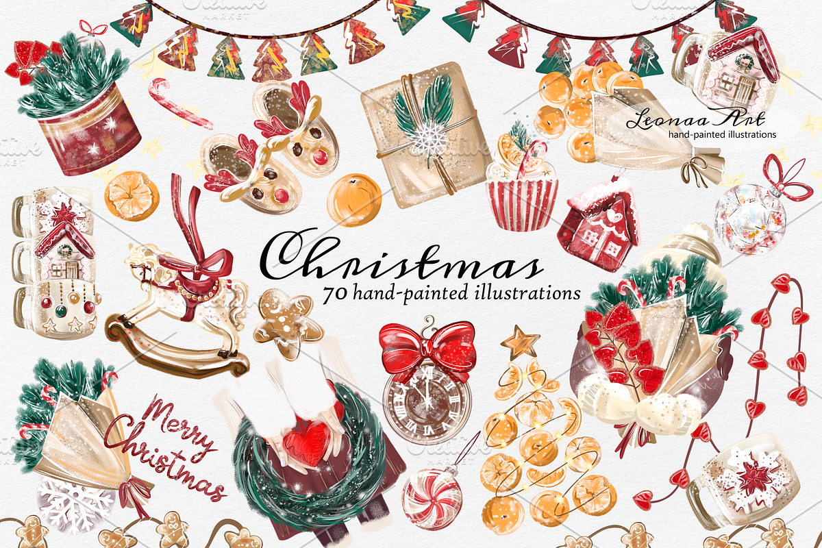 Christmas Clip Art, a Seasonal Illustration by Leonaa art (Photo 1 of 10)
