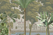 British Colonial Garden Scene, a Decorative Illustration by Mughal Wallpaper (Thumbnail 4 of 4)
