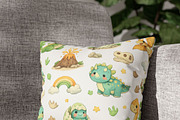 Cute Dinosaur Seamless Pattern, a Pattern Graphic by elfy creative (Thumbnail 3 of 8)
