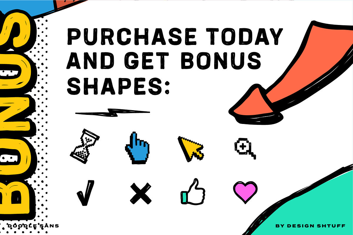 DOODLE SANS FONT + EXTRA GRAPHICS, a Sans Serif Font by DESIGN SHTUFF (Photo 8 of 10)