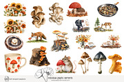 100 autumn mushroom clip art, a Seasonal Illustration by Poppy Lane Studio (Thumbnail 3 of 11)