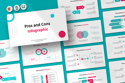 Pros and Cons Infographic PowerPoint, a Presentation Template by QR Design Studio