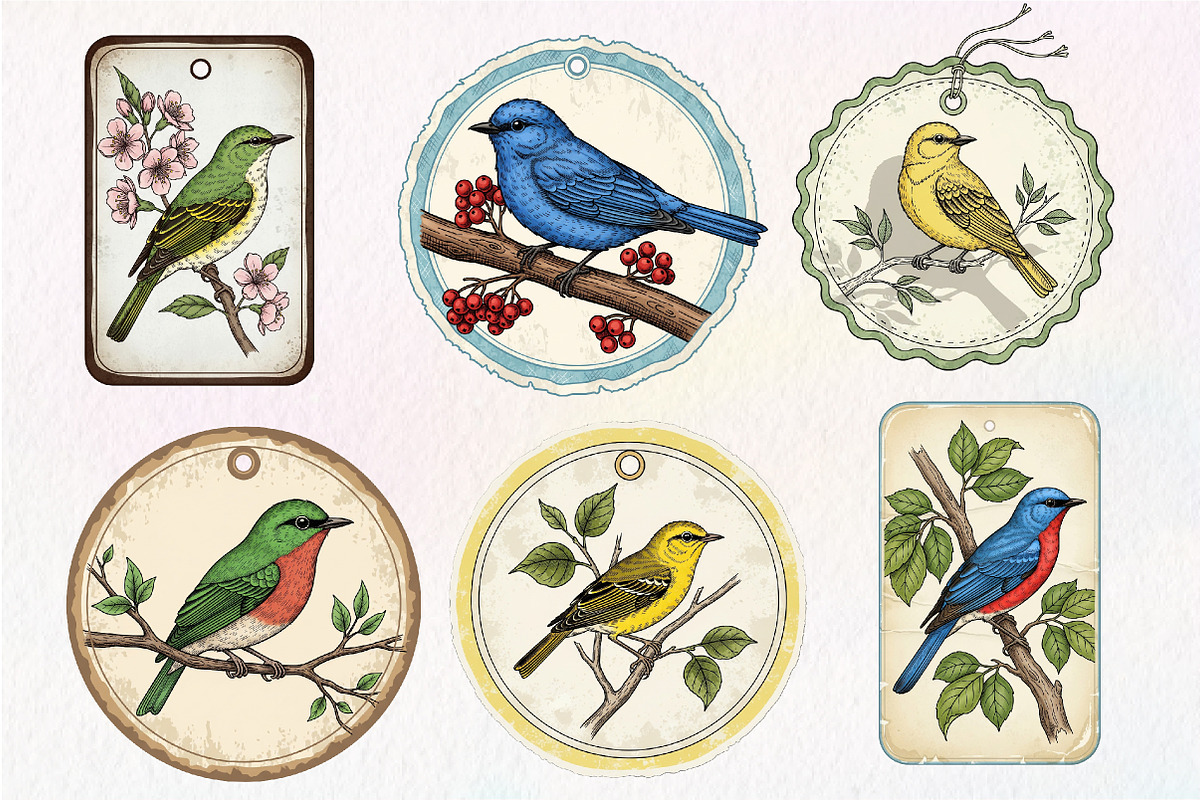 Bird Junk Journal Tags, Printable, an Illustration by Dream Creation (Photo 5 of 5)