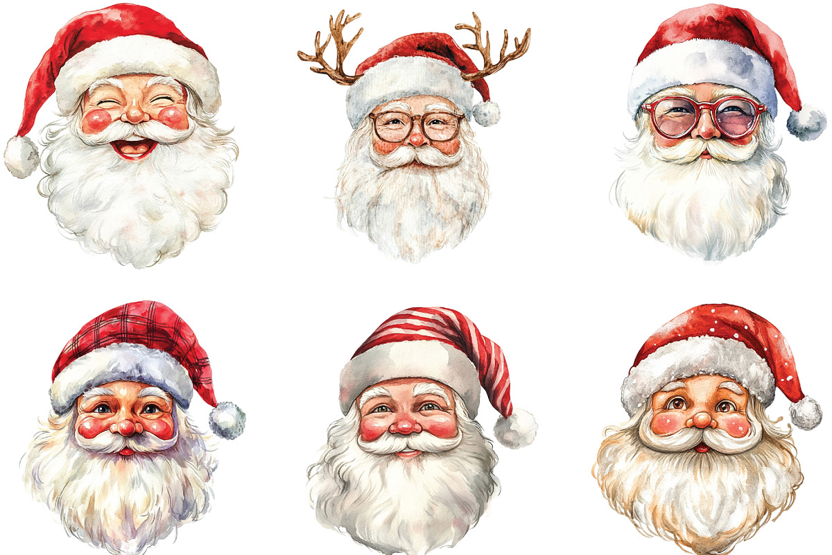 Quirky Santa Claus Head Clipart, an Illustration by CraftArtStudio (Photo 2 of 6)