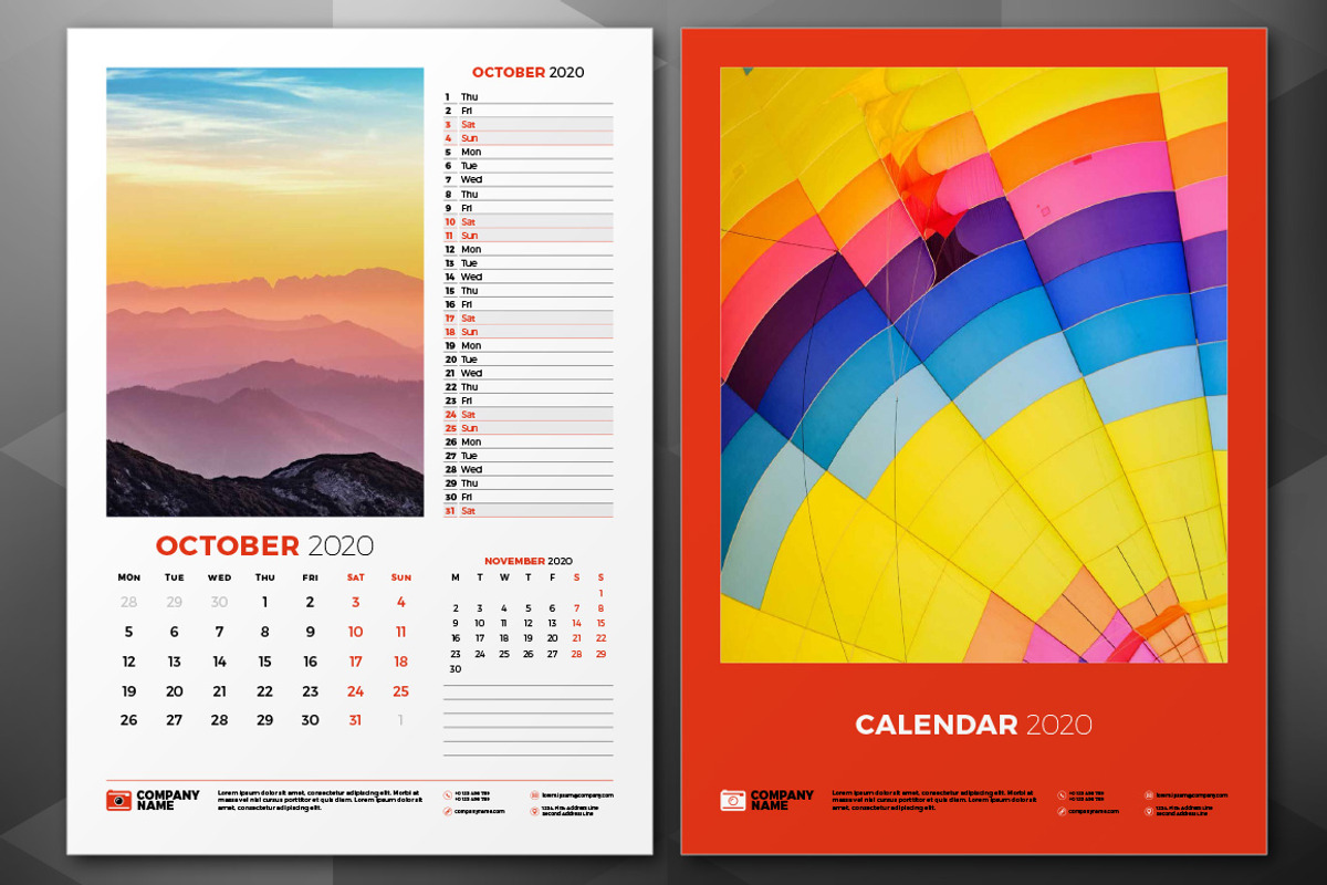 Wall Calendar 2020, a Stationery Template by AntartStock (Photo 2 of 6)