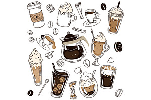 Different Coffee Kind Hand Drawing