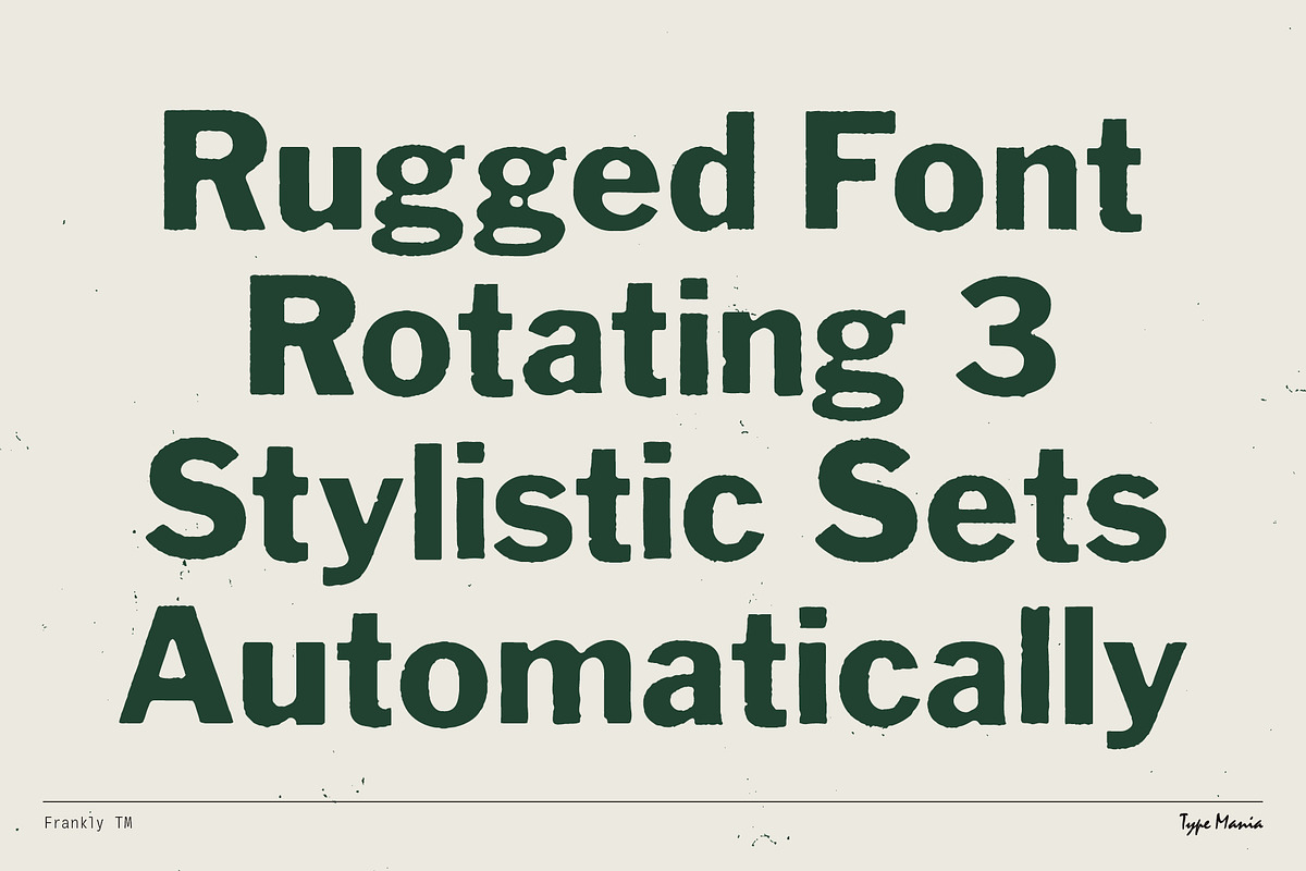 Frankly TM – Rugged Misprint Font, a Sans Serif Font by Type Mania (Photo 3 of 11)