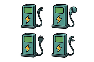Electric vehicle charging stations, a Transportation Illustration by ZinetroN