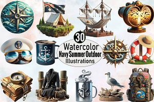 Navy Summer Outdoor Sublimation Clip, an Illustration by SVGArt