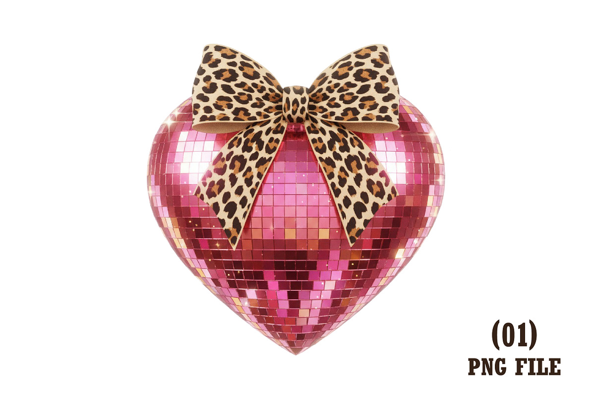 Pink Disco Heart Leopard Bow, an Illustration by DreamArtGraphic (Photo 1 of 6)