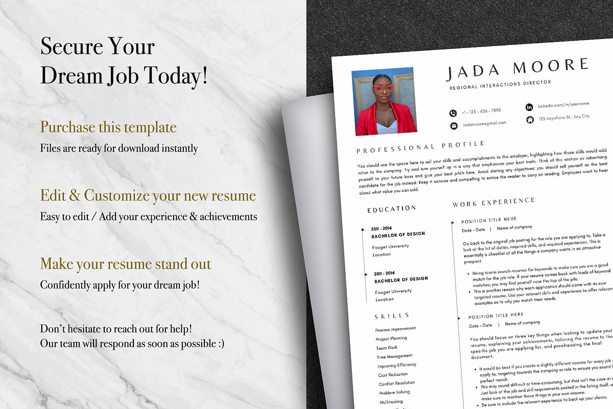 Simple Resume Template Pack | Canva, a Resume Template by Lux Resume (Photo 9 of 9)