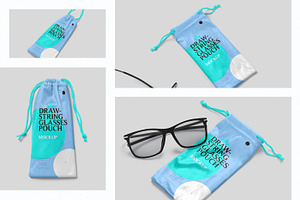 Drawstring Glasses Pouch Mockups