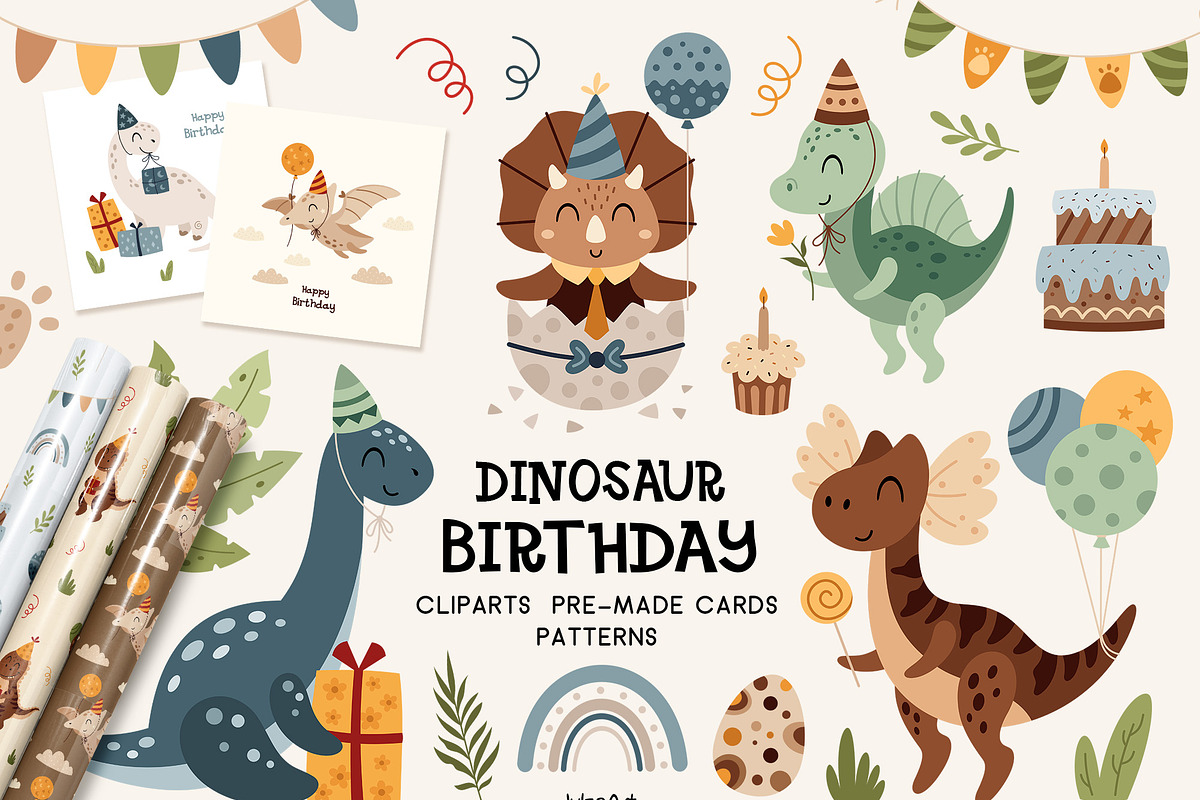 Dinosaur Birthday collection, an Animal Illustration by JulzaArt (Photo 1 of 8)