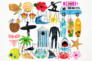 Watercolor Surfing Clipart, Surf, an Object Graphic by Paulaparaula (Thumbnail 2 of 3)