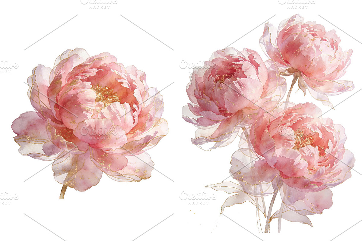 Pink Peony Watercolor 8 PNG Clipart, an Object Graphic by LoveDesignShop (Photo 3 of 4)