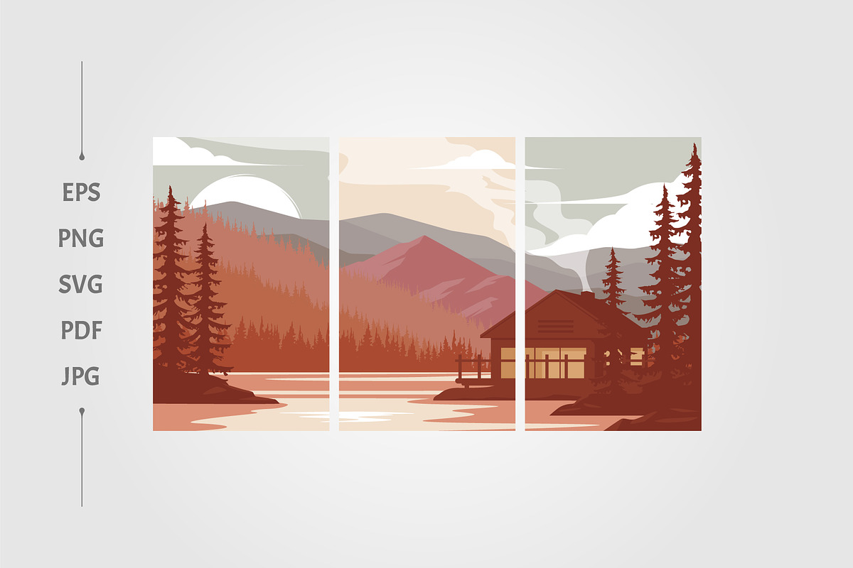 cabin homes with forest view, a Poster Template by lawoel