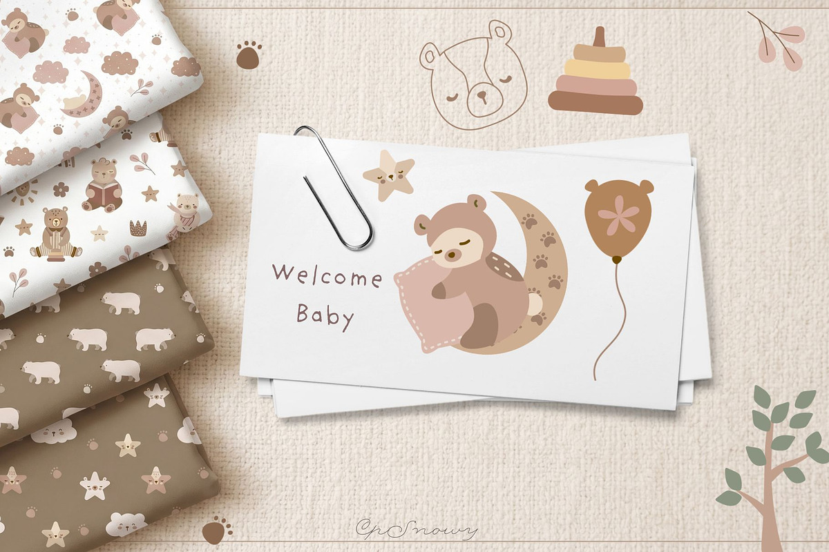 Bear World Vector Clipart & Patterns, an Animal Illustration by CpSnowy (Photo 4 of 8)