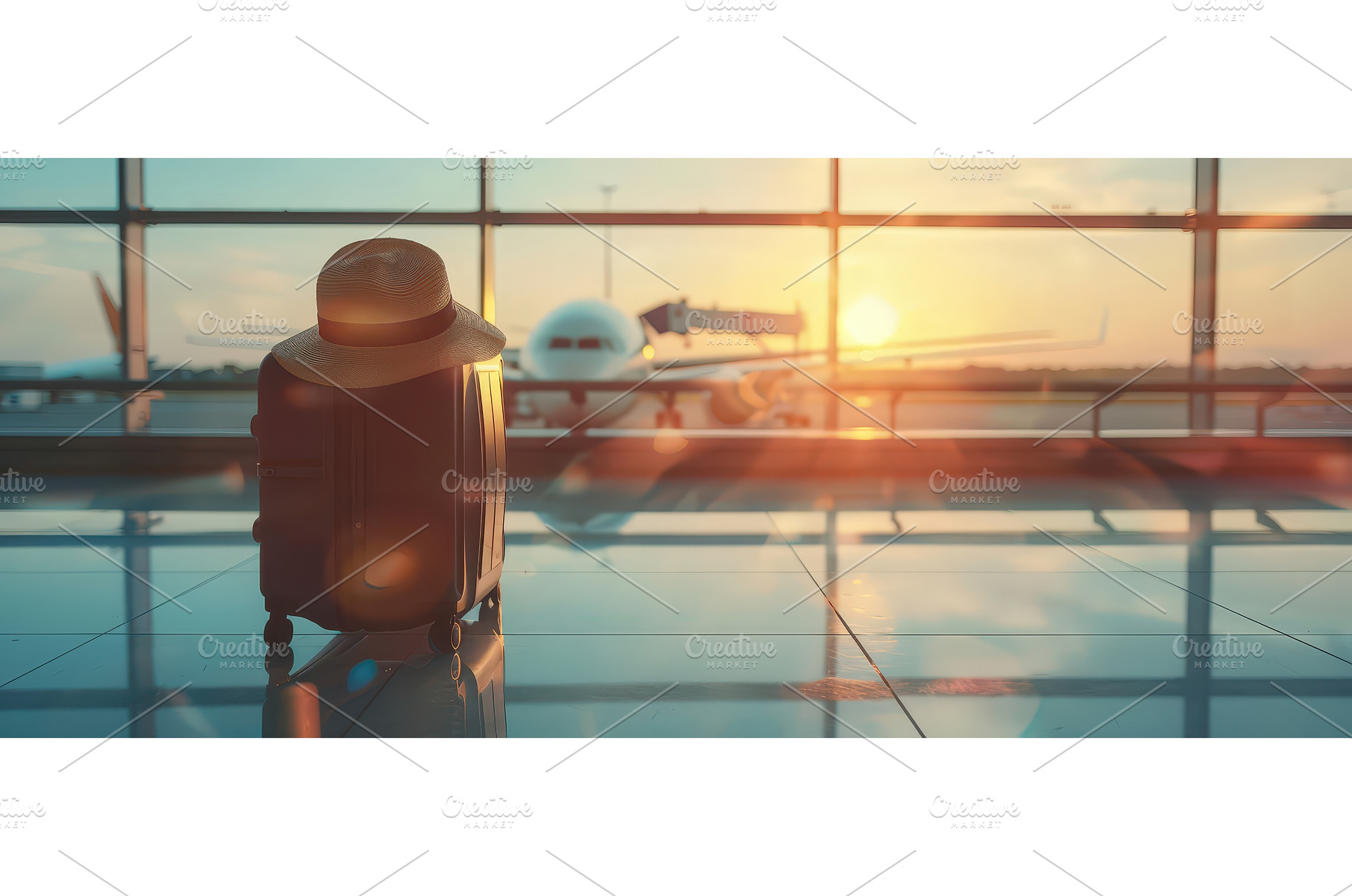 Airport travel scene with suitcase, a Holiday Photo by piter.goskov