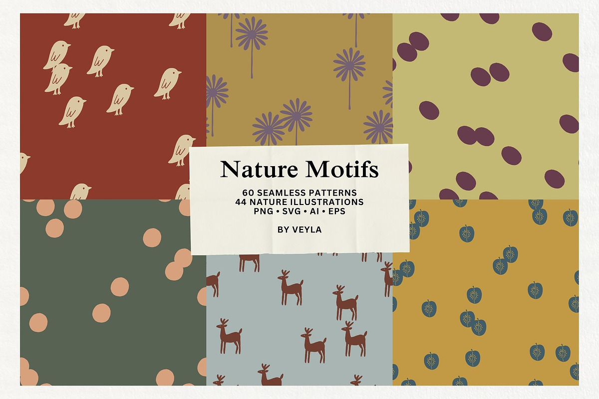Nature Motifs: 60 Seamless Patterns, a Pattern Graphic by Veyla (Photo 2 of 21)
