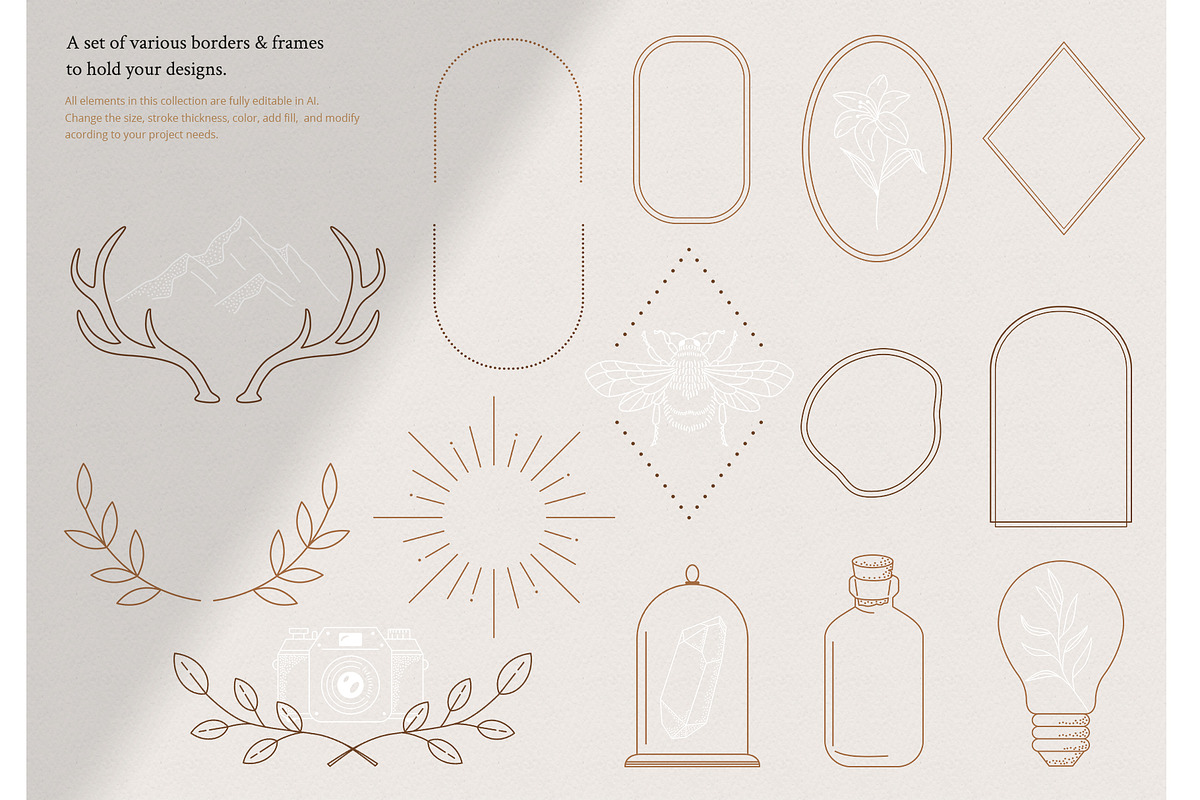 Logo Elements Collection | 50 pieces, a Decorative Illustration by amber&ink (Photo 4 of 10)