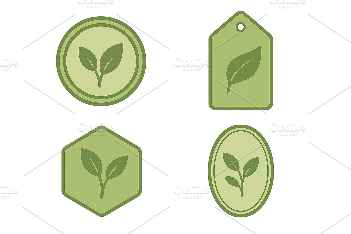 Green leaf icons designed for nature, an Illustration by ZinetroN