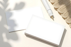 Flat Lay Business Cards Mockup Scene, a Photo by LOGOCREATIVE