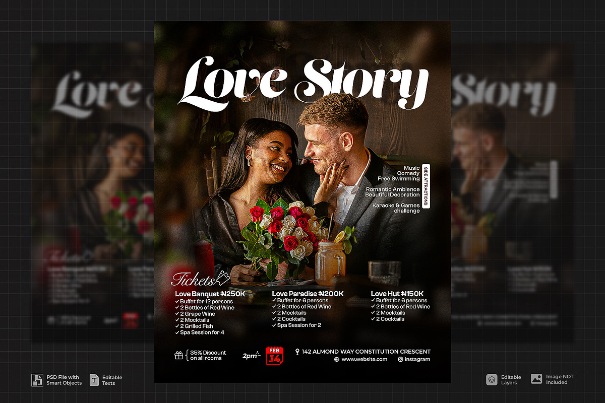 Love Story Event Package PSD Flyer, a Flyer Template by SethDesign Studio (Photo 1 of 2)