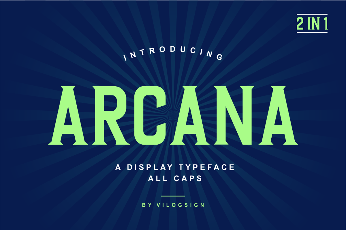Arcana a Display Typeface Font, a Sans Serif Font by Vilogsign (Photo 1 of 6)