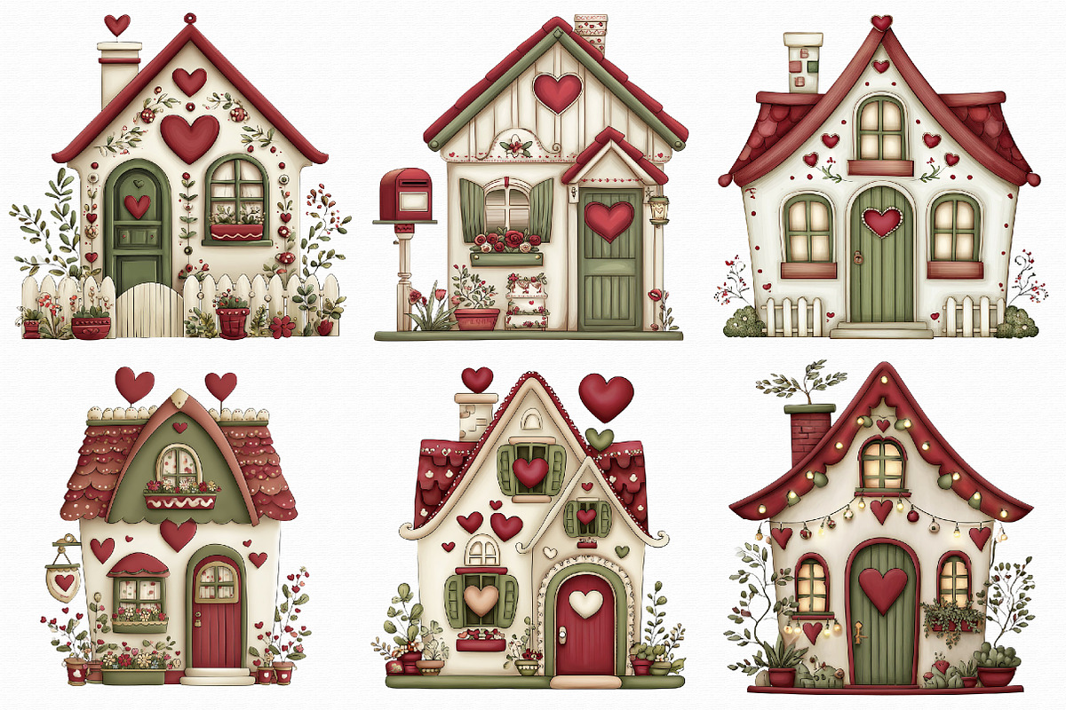 Whimsical Valentine House Clipart, an Illustration by Libby Wishes (Photo 4 of 8)