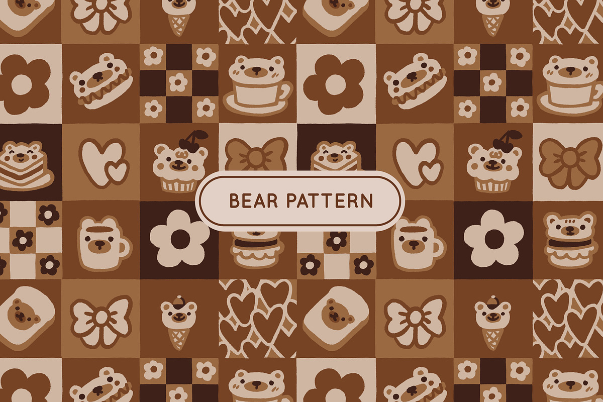 Cute cafe bear pattern, a Pattern Graphic by Viaireshop (Photo 1 of 6)