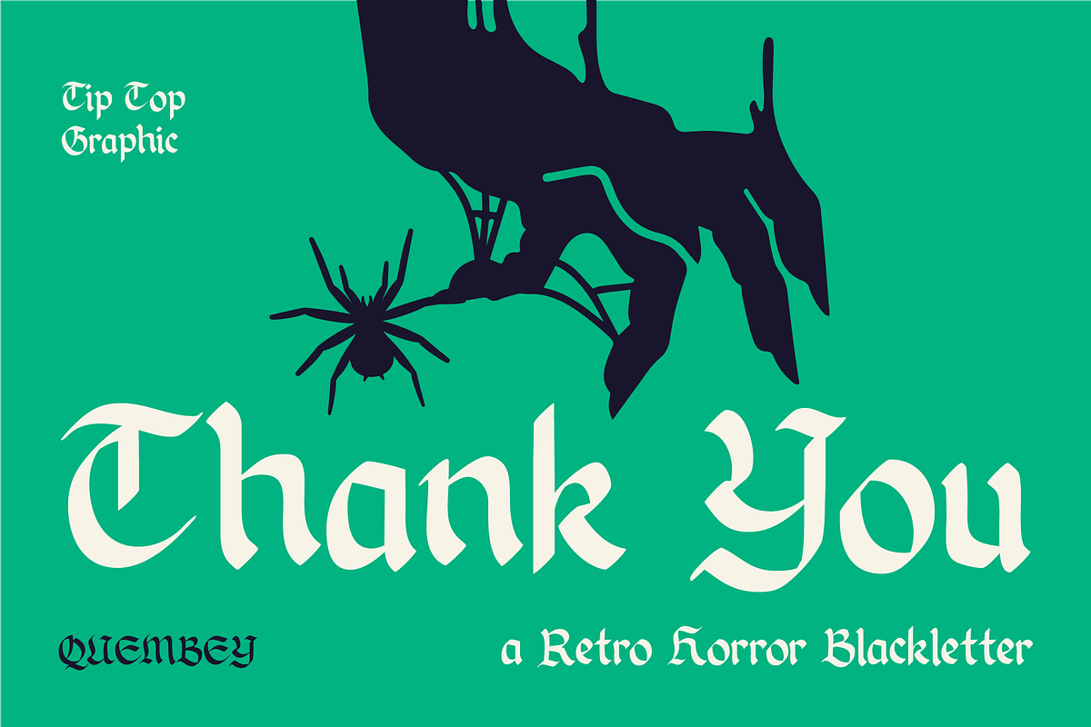 Quembey – Retro Horror Blackletter, a Blackletter Font by Tiptop Graphic (Photo 9 of 9)
