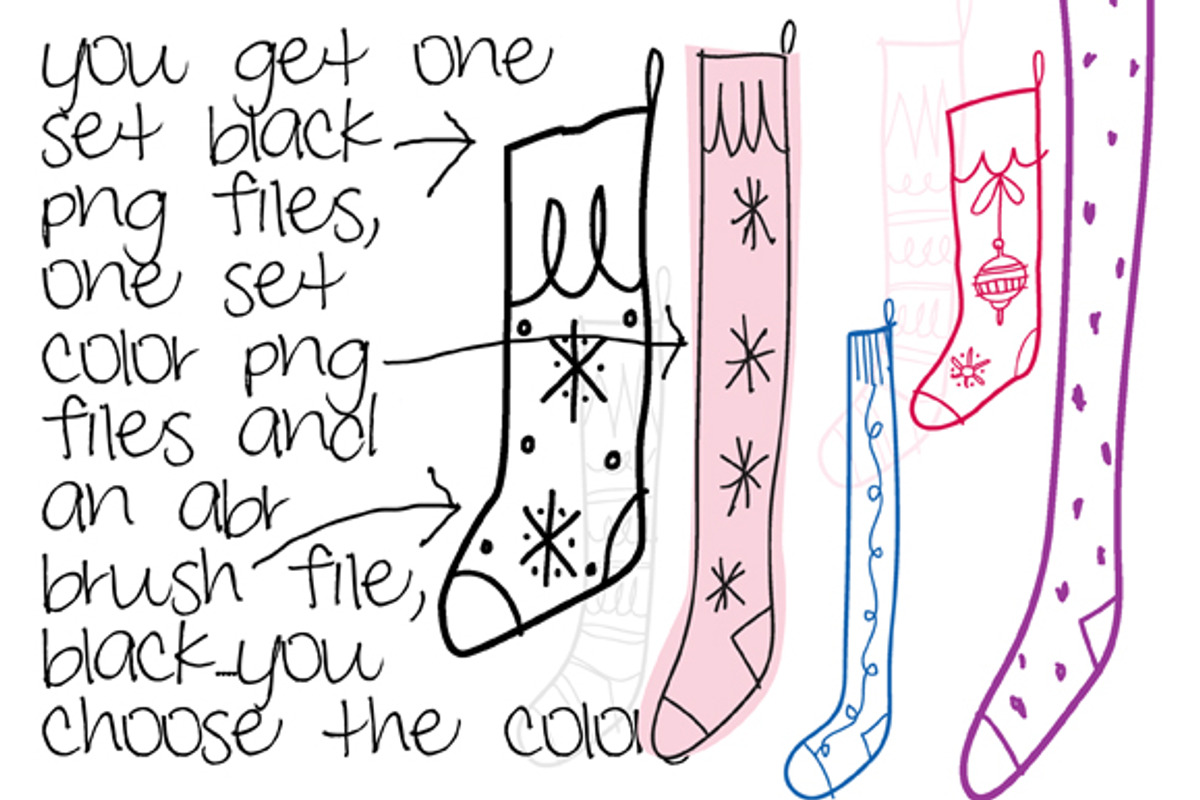 Doodle Christmas Stockings Clipart, an Illustration by Colors on Paper (Photo 2 of 3)