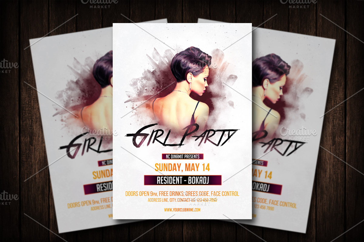 Girl Party Flyer Template, a Flyer Template by Malaxay (Photo 1 of 2)