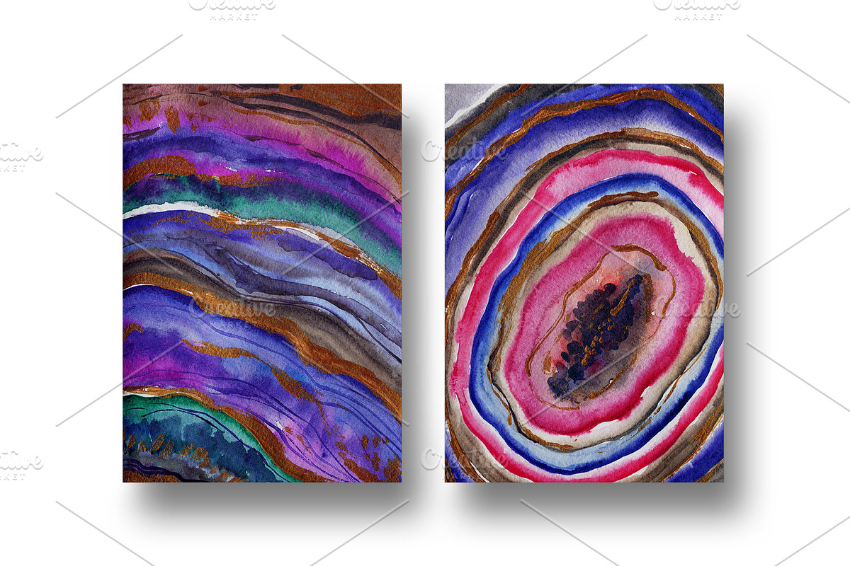 Agate 2 watercolor collection, a Texture Graphic by digital_essence (Photo 8 of 12)